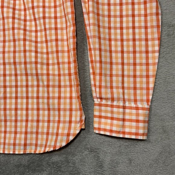 Levis Western Shirt Mens Large Pearl Snap Cowboy Country Retro Orange Plaid Stri - Picture 12 of 13